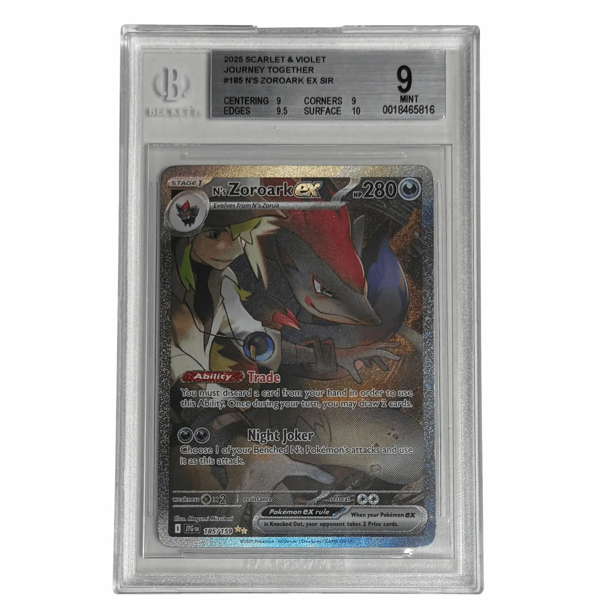 Pokémon - N’s Zoroark ex SIR #185 (Journey Together) – BGS 9 Mint